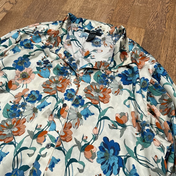 Smythe Poet Blouse Botanical Floral Print Satin Blouse L/S Shirt Womens Medium - Picture 2 of 10